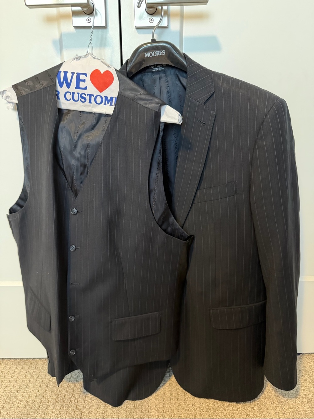 Guy Laroche Pinstripe Men's 3-Piece Suit (Jacket & Vest & pants)
